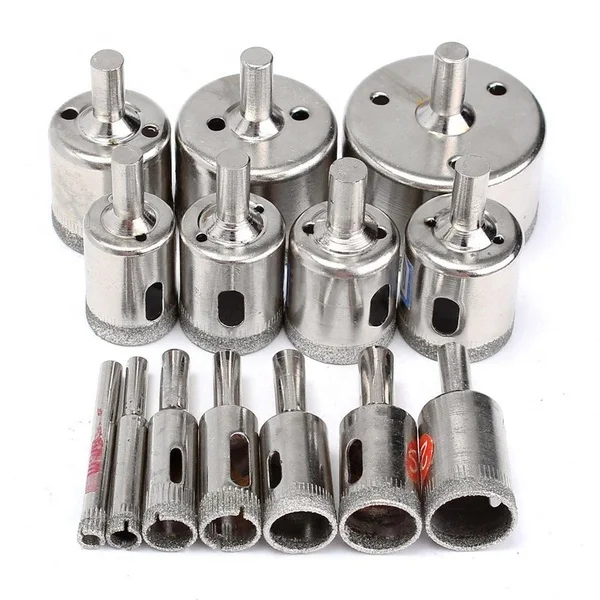 
15PCS 6mm 8mm 10mm 12mm 14mm 16mm 18mm 20mm 22mm 25mm 26mm Diamond Coated Glass Hole Saw Drill Bits for Ceramic Tile Marble 