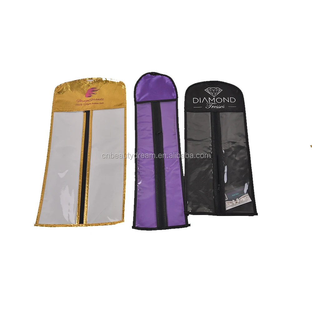 2023 new designed custom with logo printing hair extension package bag and hanger