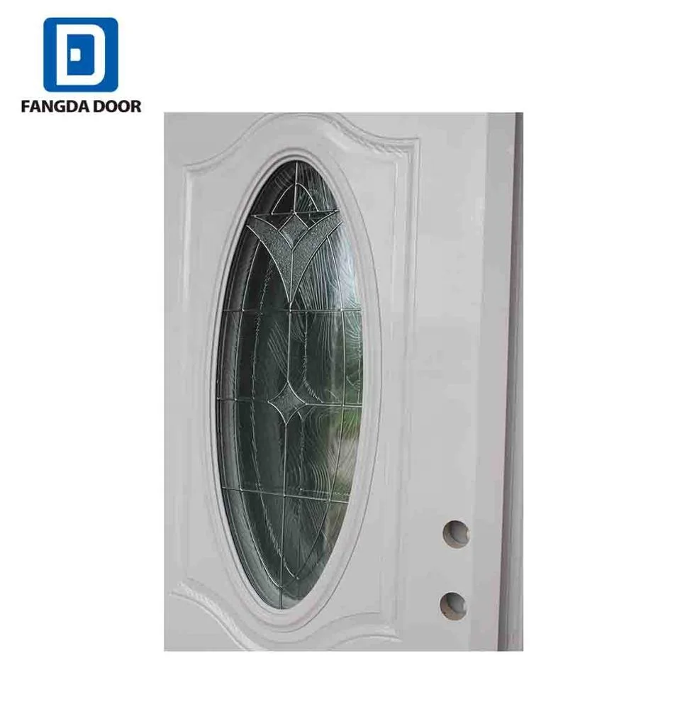 Fangda ornament iron door with decorative tempered glass inserted  exterior house steel door