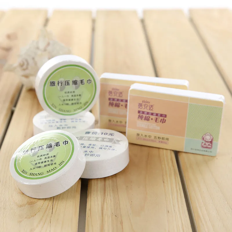 Hot Sale 100% Cotton round Shape Compact Towel Wholesale Disposable Soft Quick-Dry Woven Towel for Adults