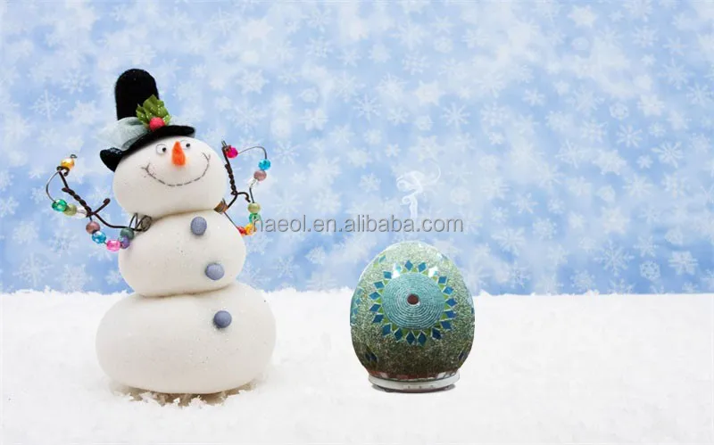 
China factory 250ml mosaic multicoloured new ideas manual glass essential oil aroma diffuser festival gifts LED light egg shape 