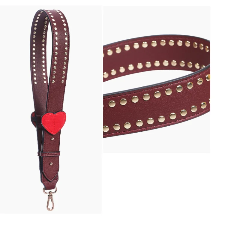 Widely Use Genuine Leather Shoulder Strap With Shiny Rivet With Adjustable Length