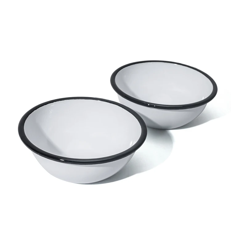 Salad Bowl Custom Mixing Bowl LOGO Printing Soup Enamel Bowl with Roll Rim