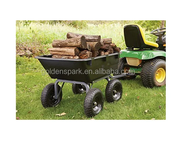 Lawn Tractor Dump Cart Garden Wagons Lawn Mower Utility Wheelbarrow Trailer