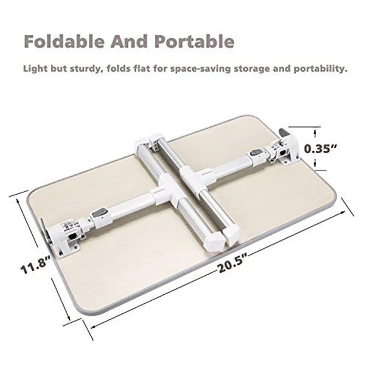 Adjustable Laptop Bed Table, Portable Standing Desk Foldable Sofa Breakfast Tray Notebook Stand Reading