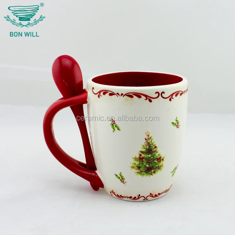Best selling multicolor sublimation coffee christmas  ceramic mug with spoon