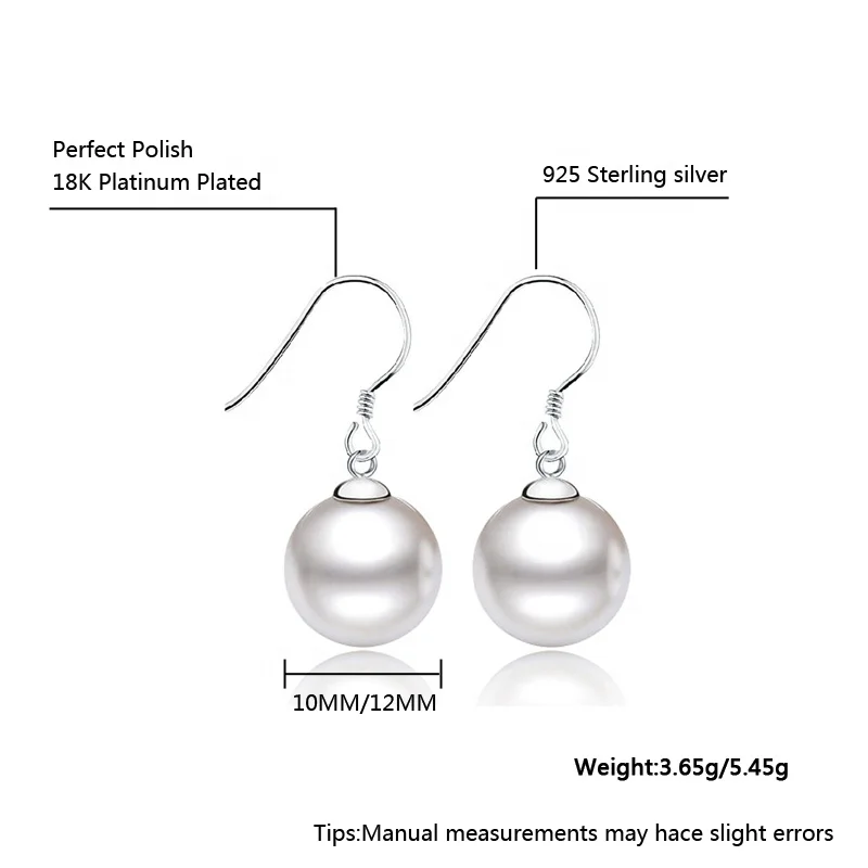 Classic Design Hypoallergenic 925 Sterling Silver Elegant Korean Imitation Pearl Dangle Jewelry Women Pearl Wedding Drop Earings