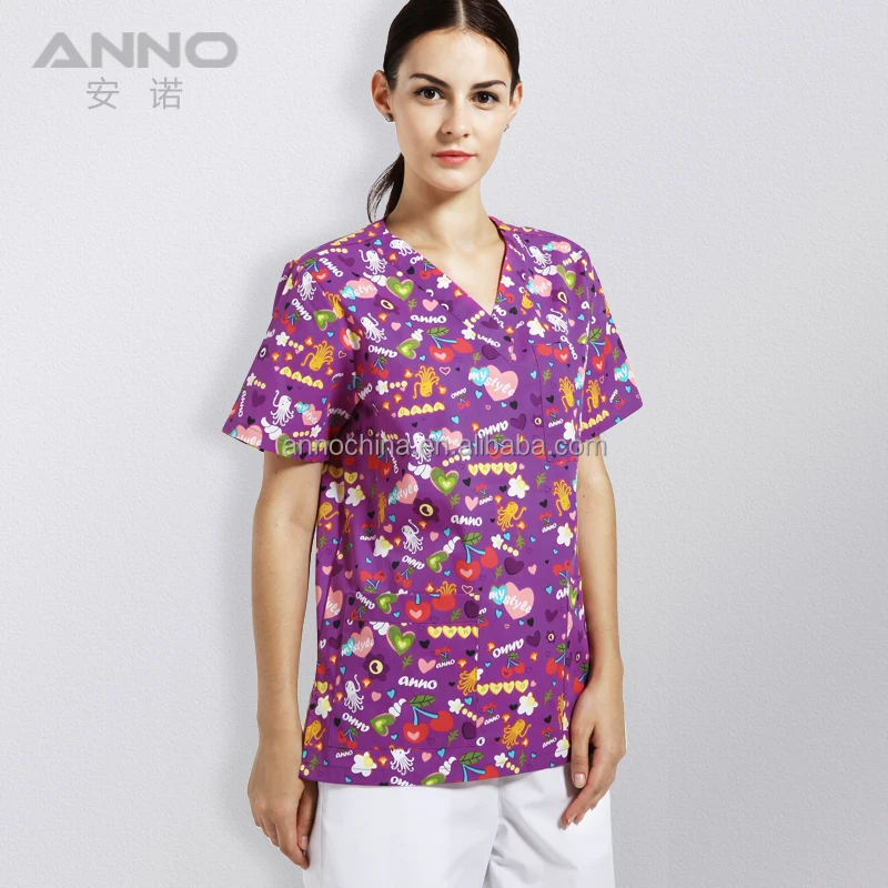 Anno wholesale fancy designer medical scrub suit for women