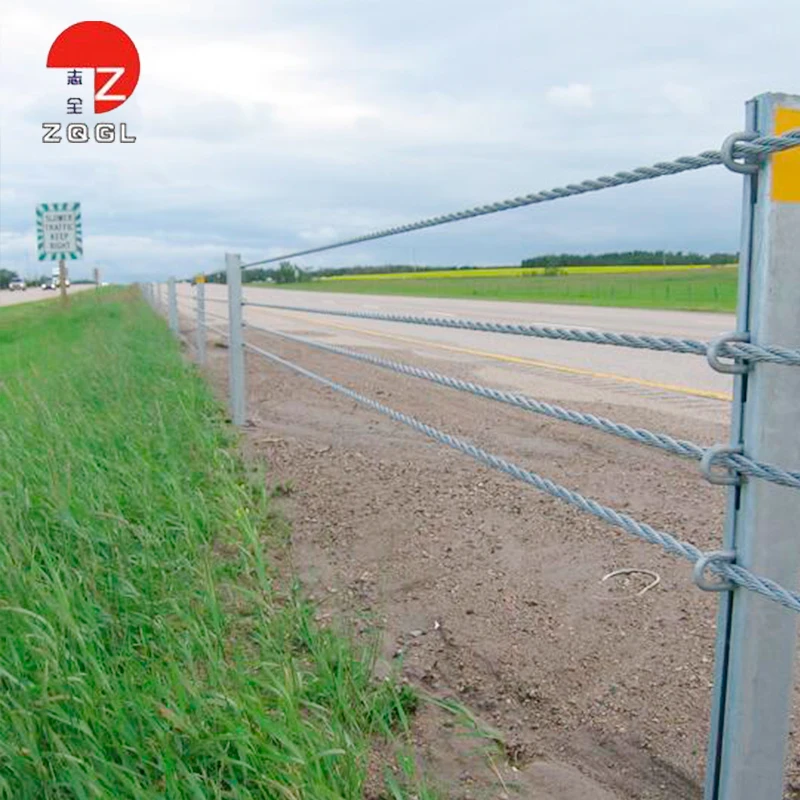 Roadside Barrier Fence Galvanized Steel Barriers Wire Rope Fence