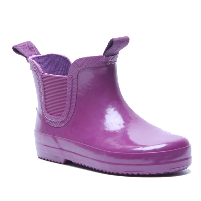 High quality newest design yellow logo kids ankle rain shoes rubber boots for children