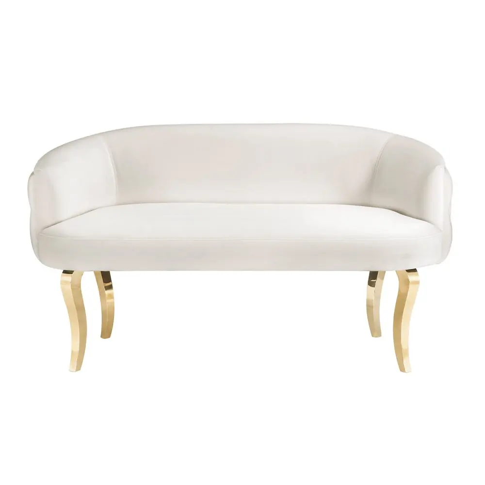 Hotel Lobby Modern Stainless Steel Gold Legs Velvet Lounger Sofa