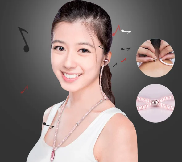 Hot Fashion  Jewelry Pearl Necklace Earphone Heavy Bass HIFI Earbuds Stereo Music headphones