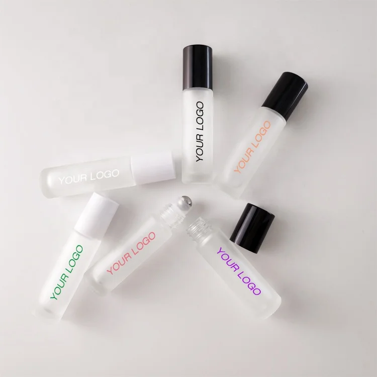 10ml clear frosted glass roll on bottle with metal roller ball roll on perfume bottle