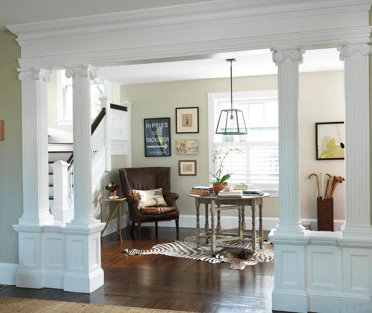 White marble carved main gate pillars design