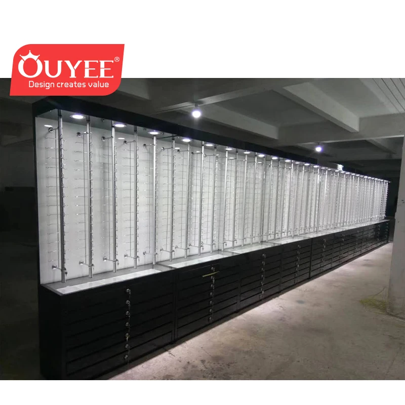 High End Glasses Shop Furniture Locking Sunglasses Optical Display Cabinets with Optical Display Rods