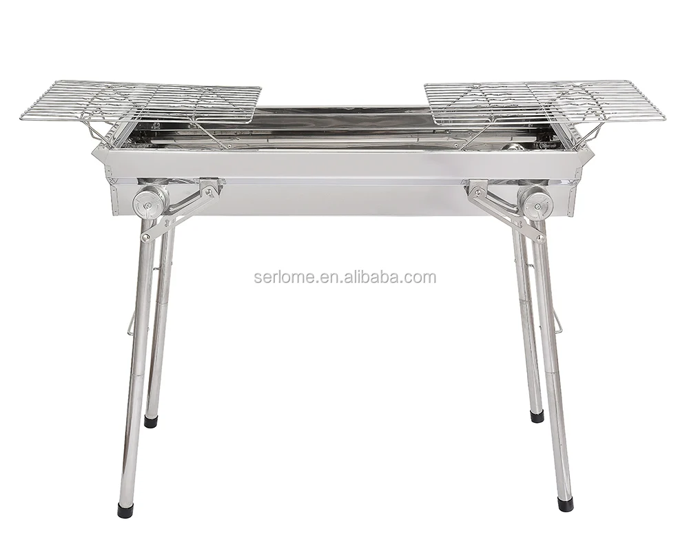 
Multifunction Big Kitchenware Stainless Steel Foldable Camping Spits Folding Car Portable Simple Metal Charcoal Weber BBQ Grill 
