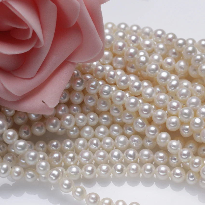 6-6.5mm off round white color real china freshwater pearl