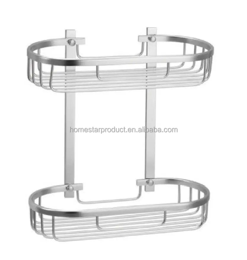 
2 tiers corner shower basket brushed stainless steel finish 