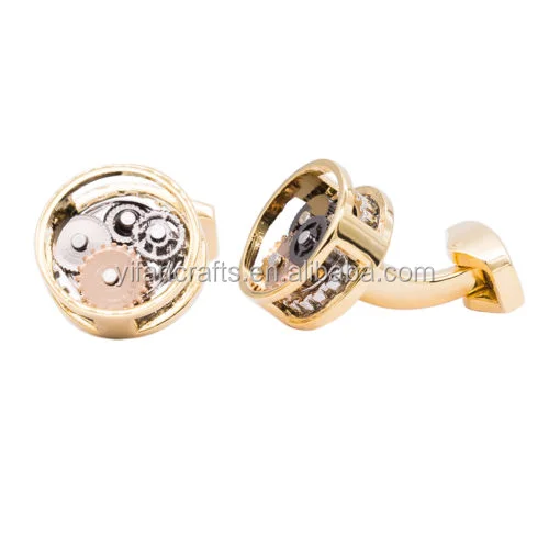 Золотистые круглые запонки, медные запонки в стиле стимпанк, мужская деловая рубашка