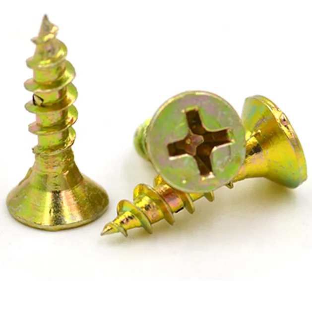 Customize Yellow Zinc Plated Countersunk Head Self Tapping Chipboard Screw