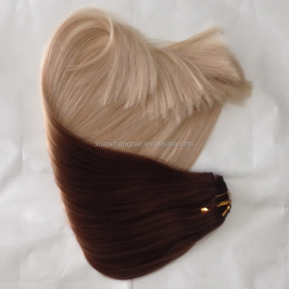 ombre color single piece human hair clip in one piece two tone
