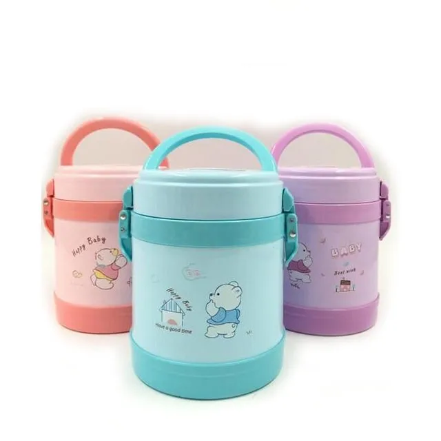 NEW 2 layers plastic case SS304 inner box keep cool or warm vacuum children food container with handle
