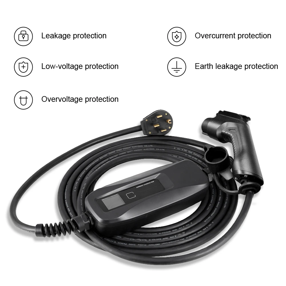 32A Electric Vehicle Level 2 Mode2 Cable EV Portable Charger with Type 1 plug and NEMA 14-50