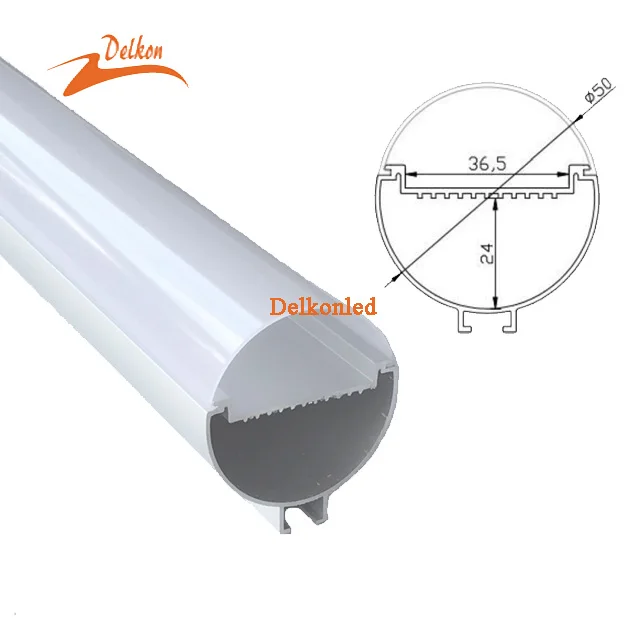 50mm Round Shape Pendant Light Tube LED Aluminum Profile with 360 degrees Milky PC Cover