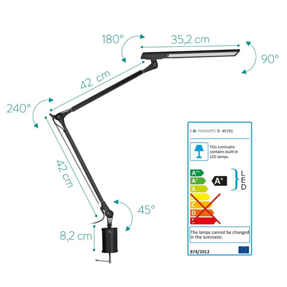 Touch Control Memory Function Metal Architect LED Desk Lamp with Clamp for office and home