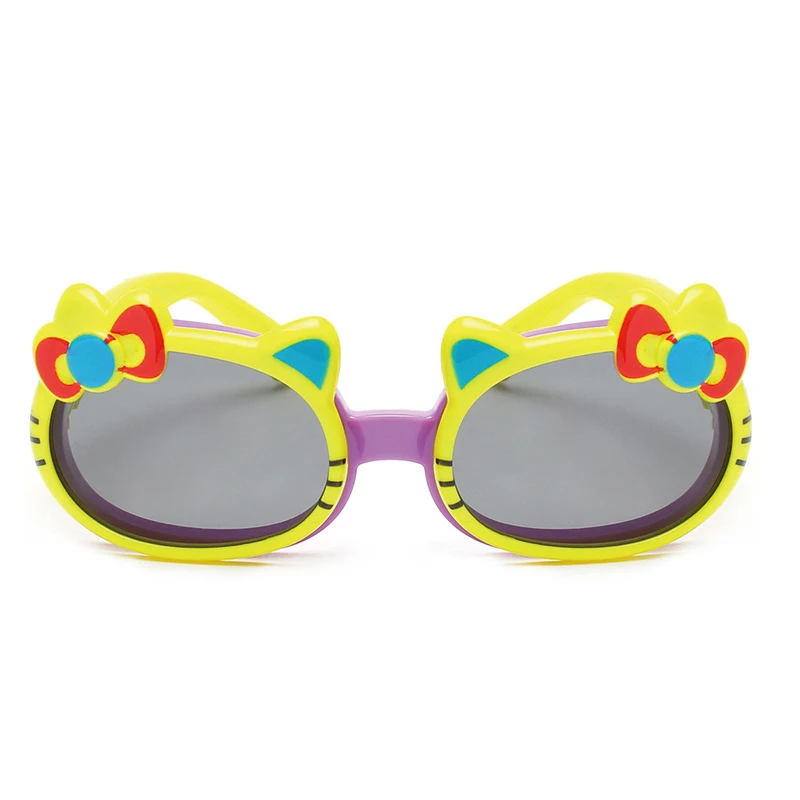 Fashion Polarized Silicone Kids Sunglasses Cute Hello Kitty Sun Glasses For Children Girls Boys Baby 3-12 Years