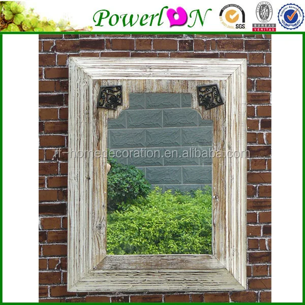 Shabby Outdoor Wooden Shutter Mirror With Window For Garden