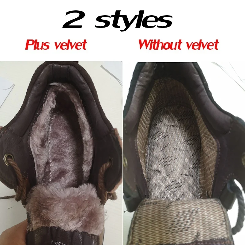 Мужские Теплые ботильоны из воловьей кожи, коричневые ботинки с плюшевой подкладкой, Рабочая обувь для снега, уличные ботинки для снега, зима 2019