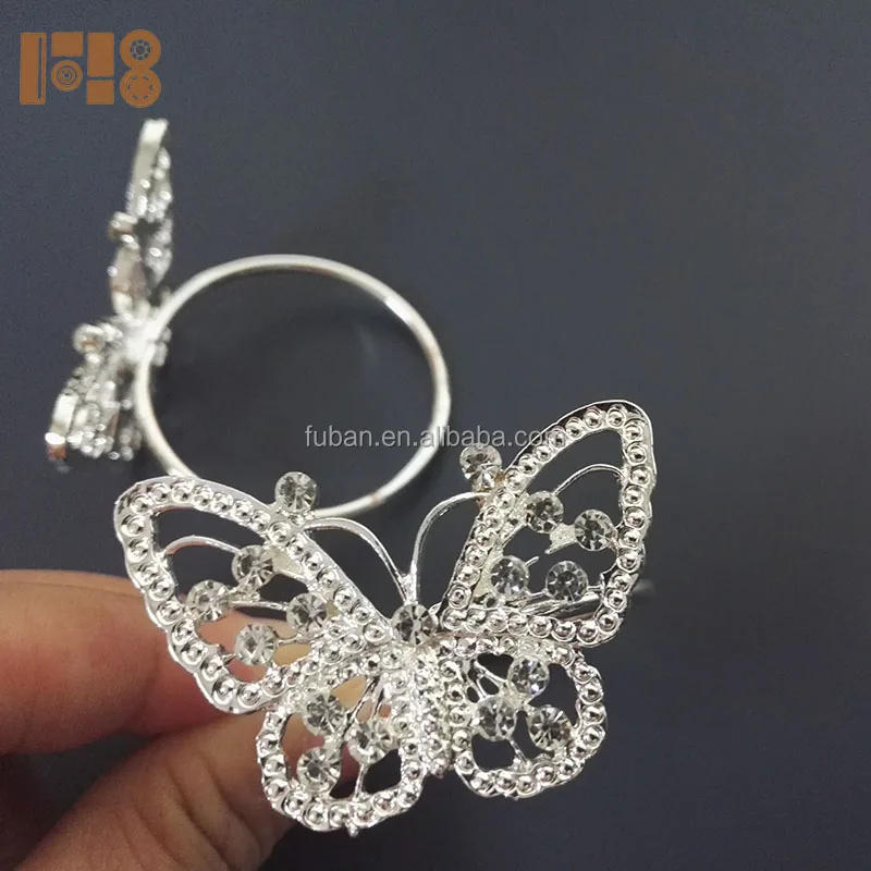 Кольца для салфеток в форме бабочки украшенные драгоценными камнями декоративное кольцо