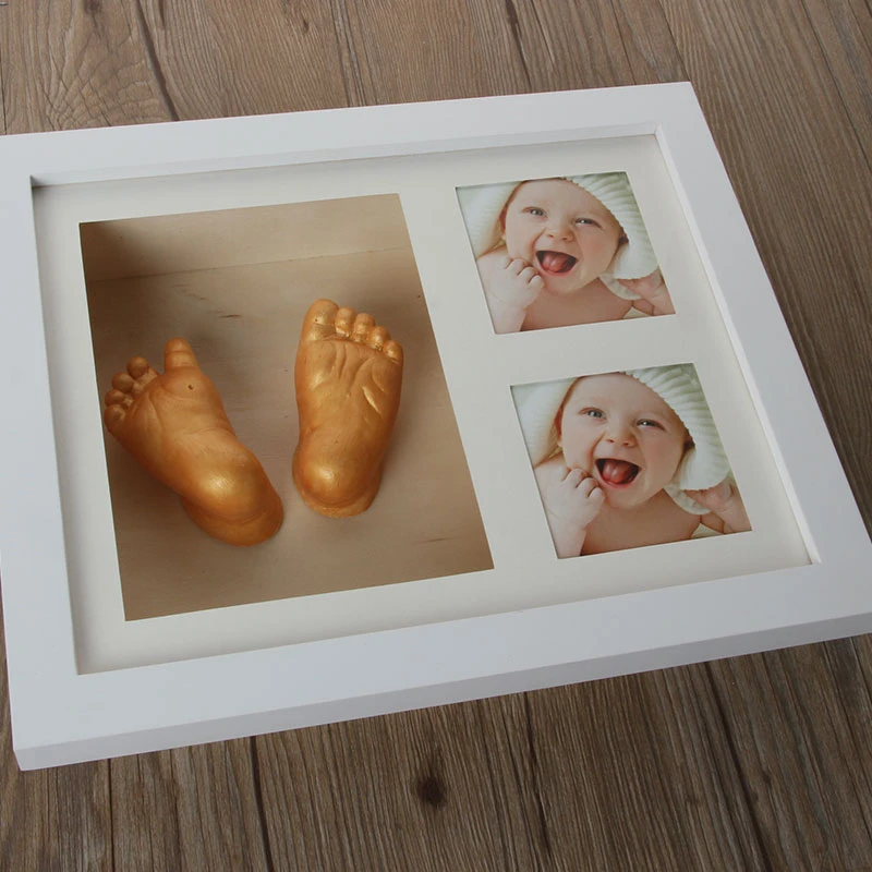 3D Baby Casting Kit with wood panting picture frame baby Foot and hand print kit