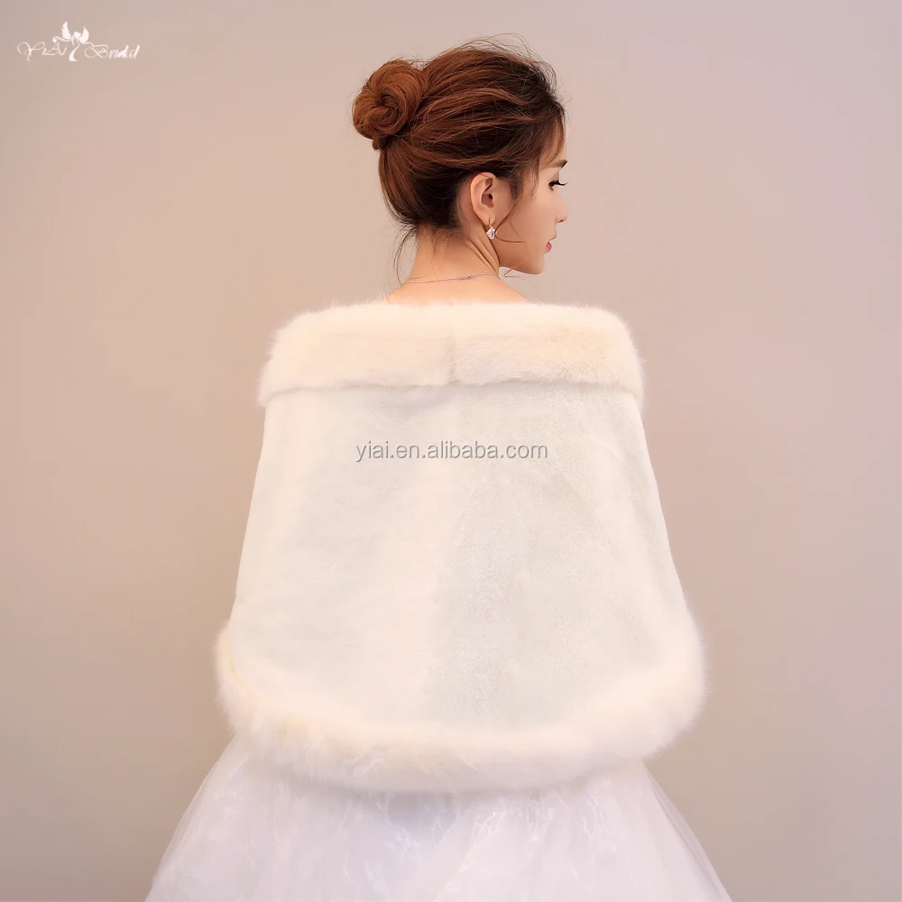 
LZP184 Beautiful Champagne Plush Off Shoulder Wedding Shawls Fur Imitation Winter Wedding Coat 