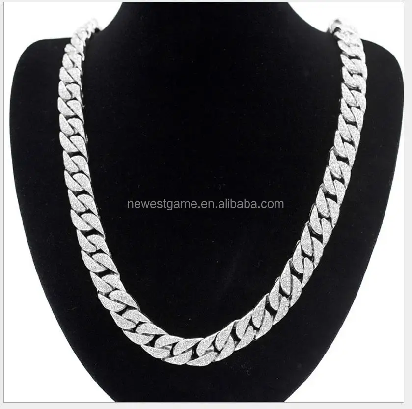 factory American and European street dance bracelet necklace domineering male alloy jewelry all set diamond chain Cuba chain