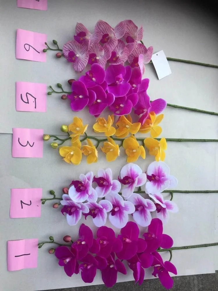 FC4001 9 heads real touch latex flowers artificial white orchids for sale