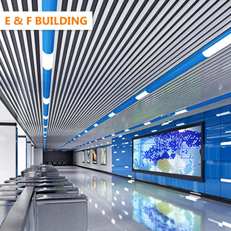 wooden color false wood finish aluminum ceiling design Interior Decoration square steel tube ceiling