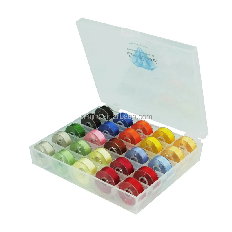 
Prewound bobbins embroidery thread in Bobbin Box Organizer for home/commercial embroidery machines 
