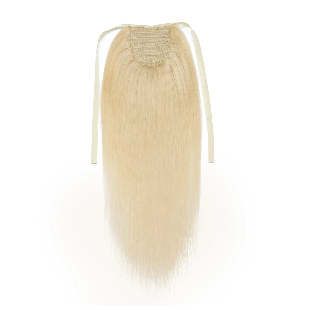 Medium brown silky straight High quality human hair ponytail drawstring