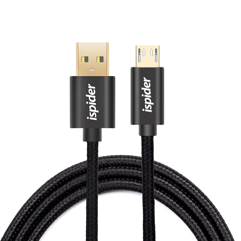 Ipider качество нейлоновый плетеный кабель usb быстрое зарядное устройство мобильного телефона кабель