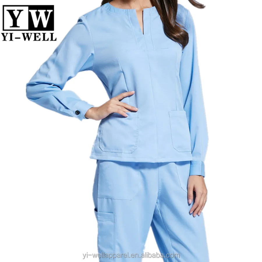 New style hot sale long sleeve nurse uniform set fashionable nurse uniform designs
