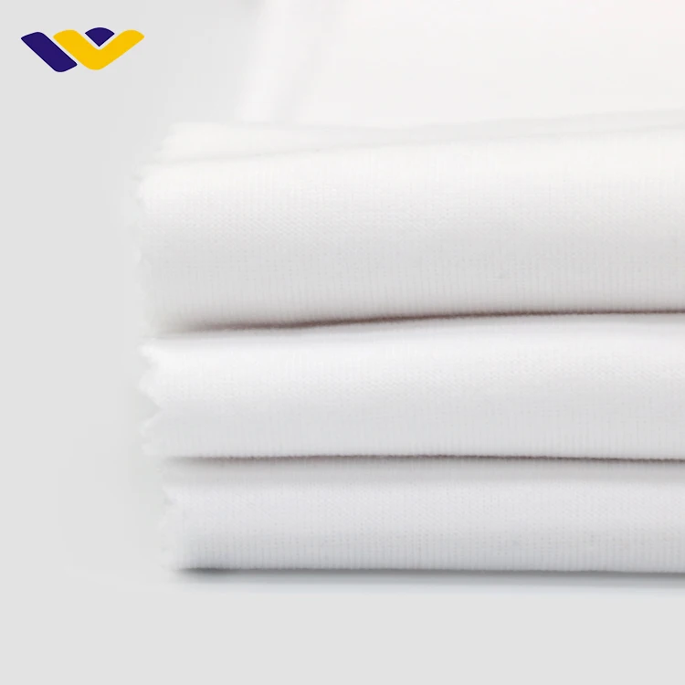 32s Plain dyed recycle knit interlock fabric Cotton Spandex shirting fabric Stock for cotton garment