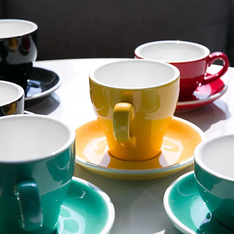 Factory hot selling Classic shape modern dark blue color 80ml espresso coffee  stoneware cup and saucer