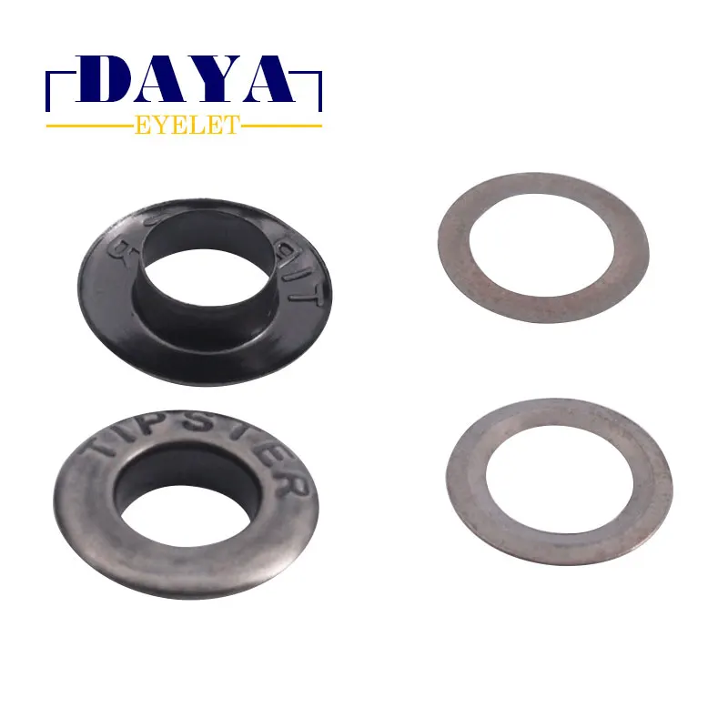 Wholesale round/square shape 10mm/15mm engraved logo metal shoe eyelet