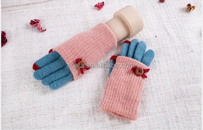Cute Design Girls Twin Set Touch Screen Gloves for Christmas Gift