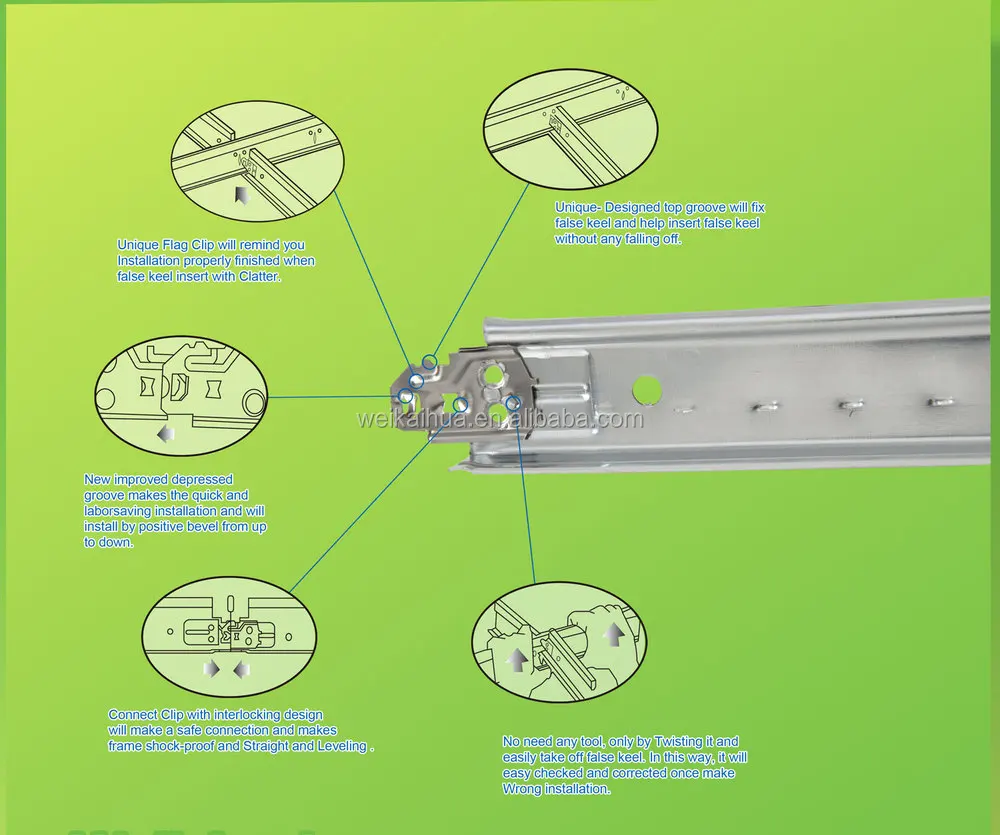 Frame Black Line Tee Profile Wide Plane Groove System T-bar Runner Suspension Ceiling Grid Factory Outlet Metal Contemporary WBM