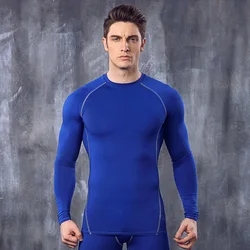 2018 New Gym Fitness Running T-shirts Compression Breathable Wear Men Long Sleeve Clothes