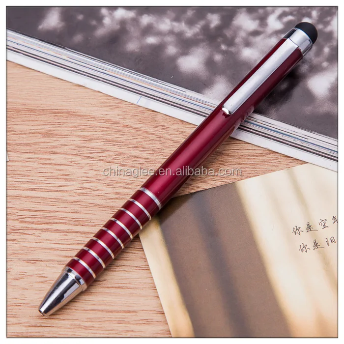  Branded twist touch screen pen metal aluminium stylus ball with silver line