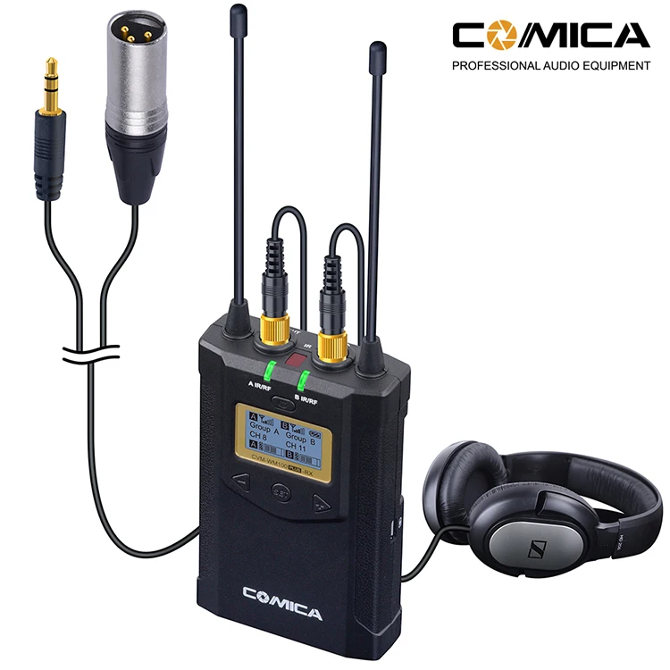 Comica UHF 48 channels wireless microphone 1 receiver and 2 transmitters for camera, camcorder